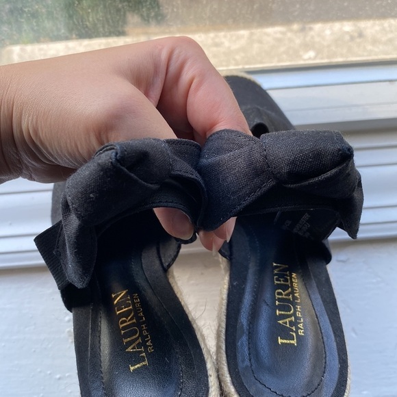 LAUREN Ralph Lauren canvas wedges, black and cream, size 7 - Picture 3 of 7